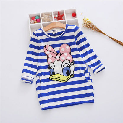 Princess Unicorn Print Knitted Sweater Mesh Dress