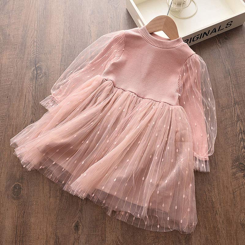 Princess Unicorn Print Knitted Sweater Mesh Dress
