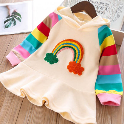 Princess Unicorn Print Knitted Sweater Mesh Dress