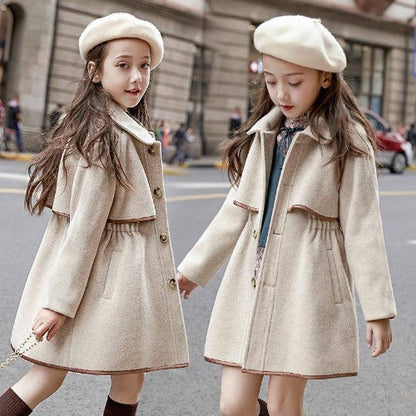Turn Down Collar Wool Trench Coat