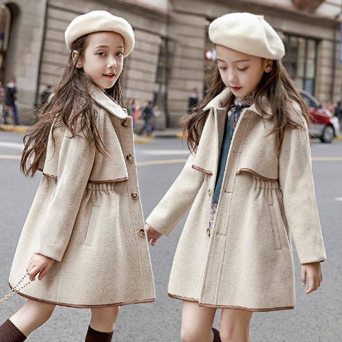 Turn Down Collar Wool Trench Coat