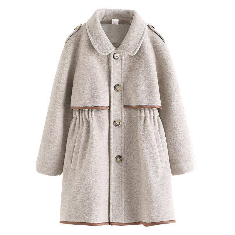 Turn Down Collar Wool Trench Coat