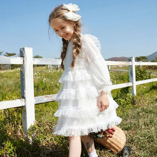 Vintage Lace Pleated Long Sleeves Dress