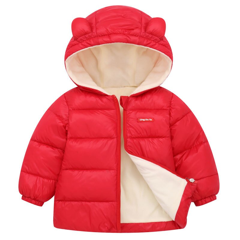 Space Toon Pattern Pink Hooded Parka Jacket