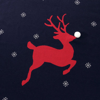 Christmas Elk Printed Wool Ball Solid Color Holding Blanket