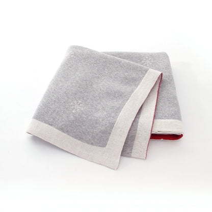 Christmas Elk Printed Wool Ball Solid Color Holding Blanket