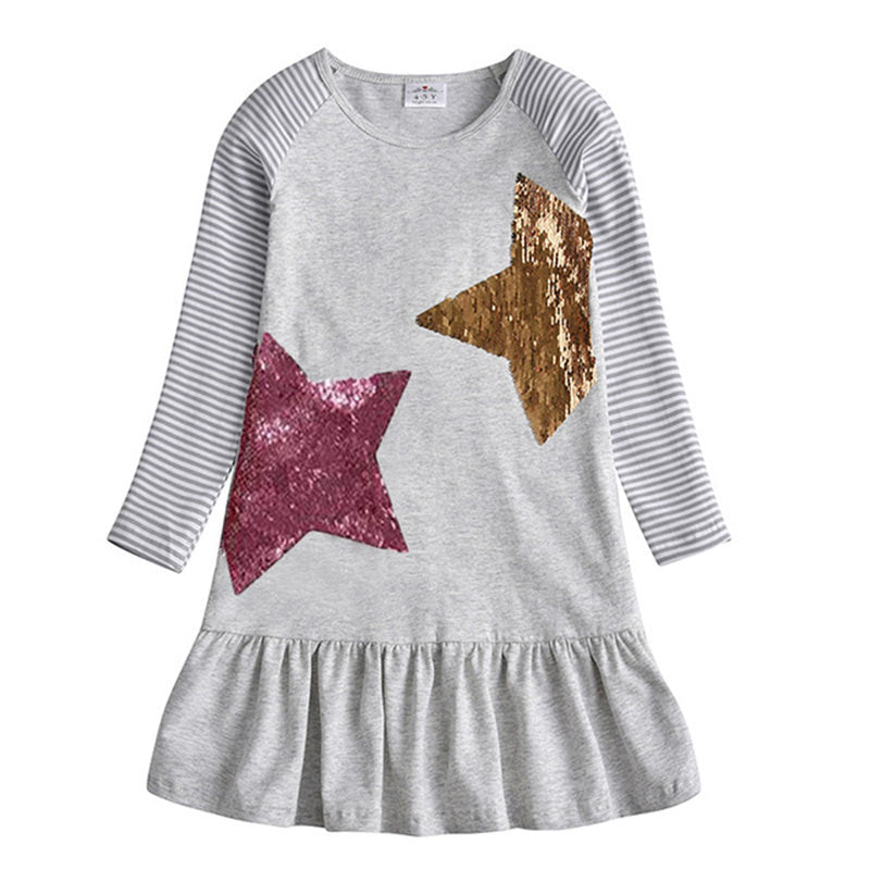Sequin Rabbit Design Long Sleeve Top Dress