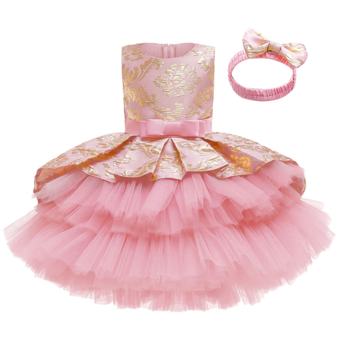 Layered Tutu Wedding Flower Girl Dress and Headband Set