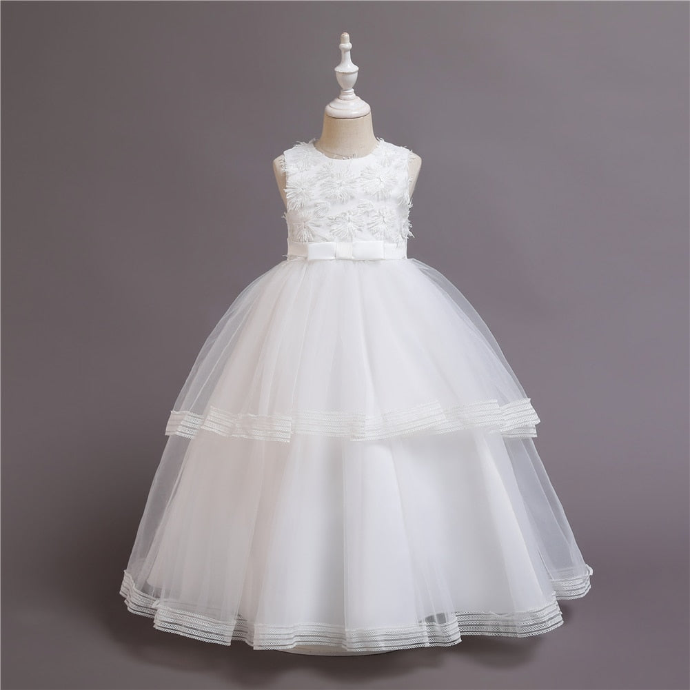 Elegant Blue Floral Petal Wave Princess Party Dress