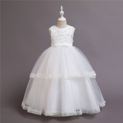Elegant Blue Floral Petal Wave Princess Party Dress