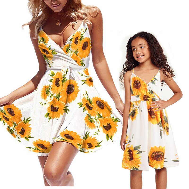 Sunflower Casual Loose Women's Dress For Mother And Daughter