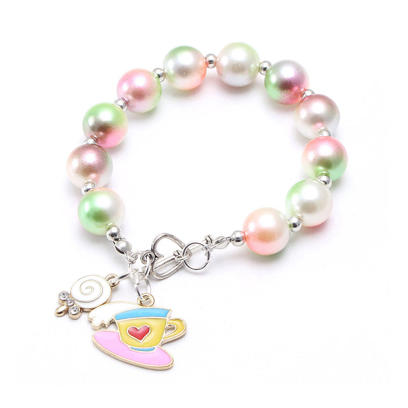 Fashionable Girl Bubblegum Beaded Chunky Bracelet