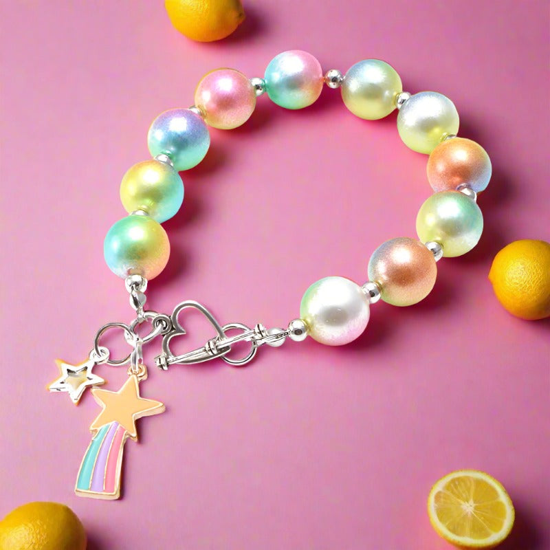 Fashionable Girl Bubblegum Beaded Chunky Bracelet