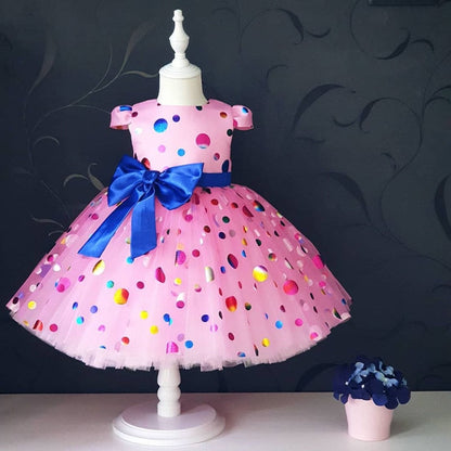 Ombre Floral and Pearl Applique Design Princess Party Dress
