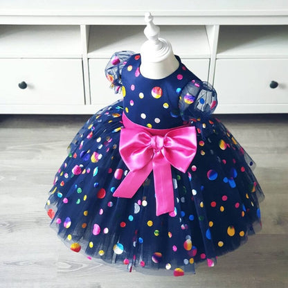 Ombre Floral and Pearl Applique Design Princess Party Dress