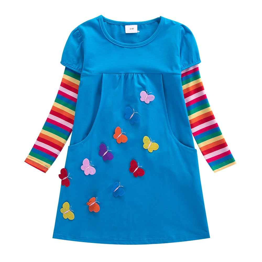 Butterflies and Candy Stripes Long Sleeve Top Dress