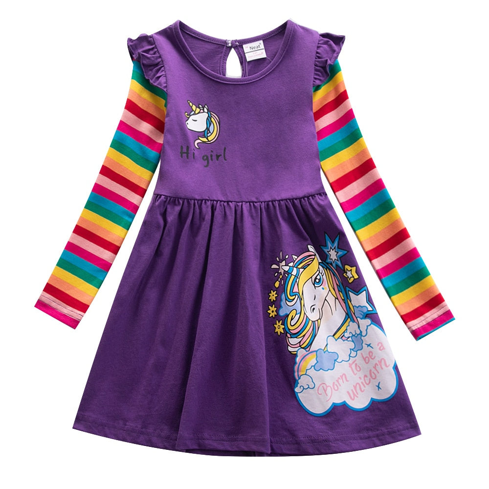 Butterflies and Candy Stripes Long Sleeve Top Dress