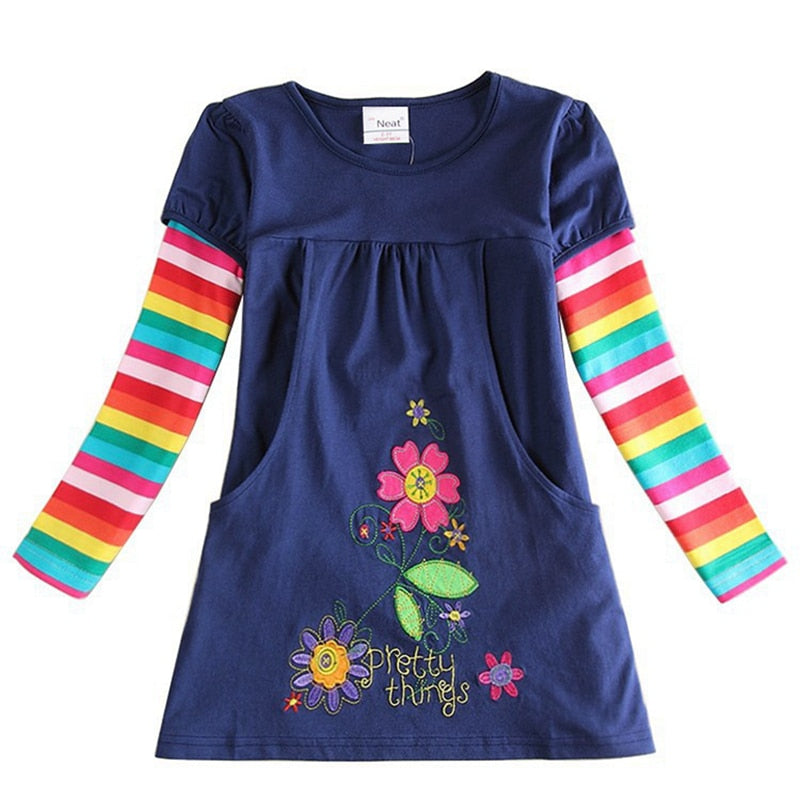 Butterflies and Candy Stripes Long Sleeve Top Dress