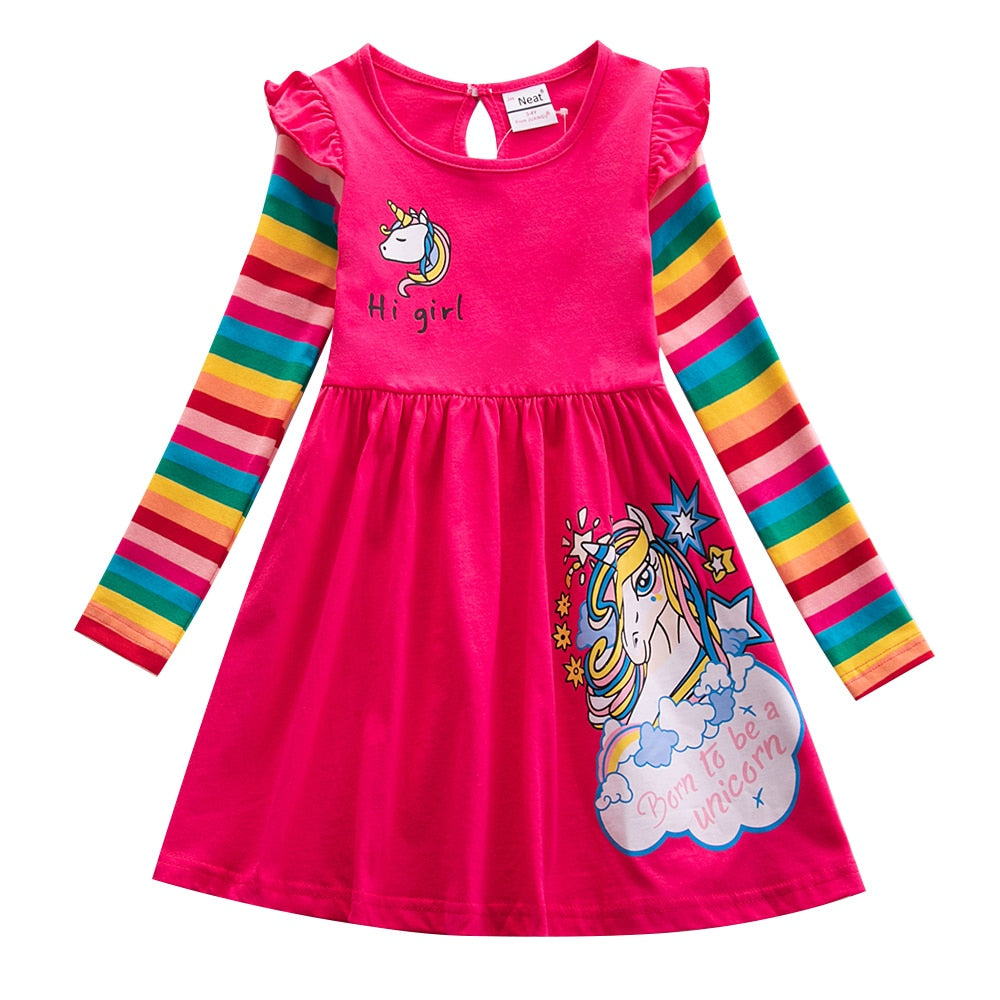Butterflies and Candy Stripes Long Sleeve Top Dress