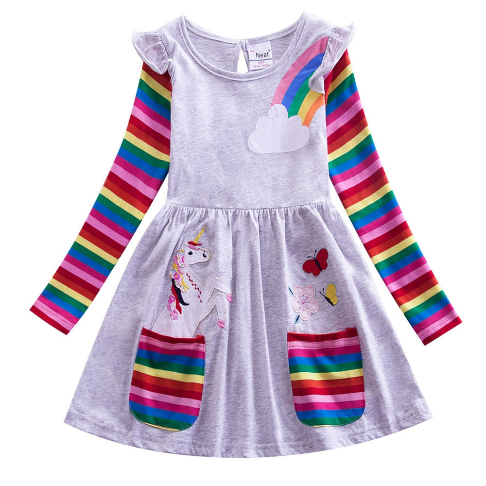 Butterflies and Candy Stripes Long Sleeve Top Dress