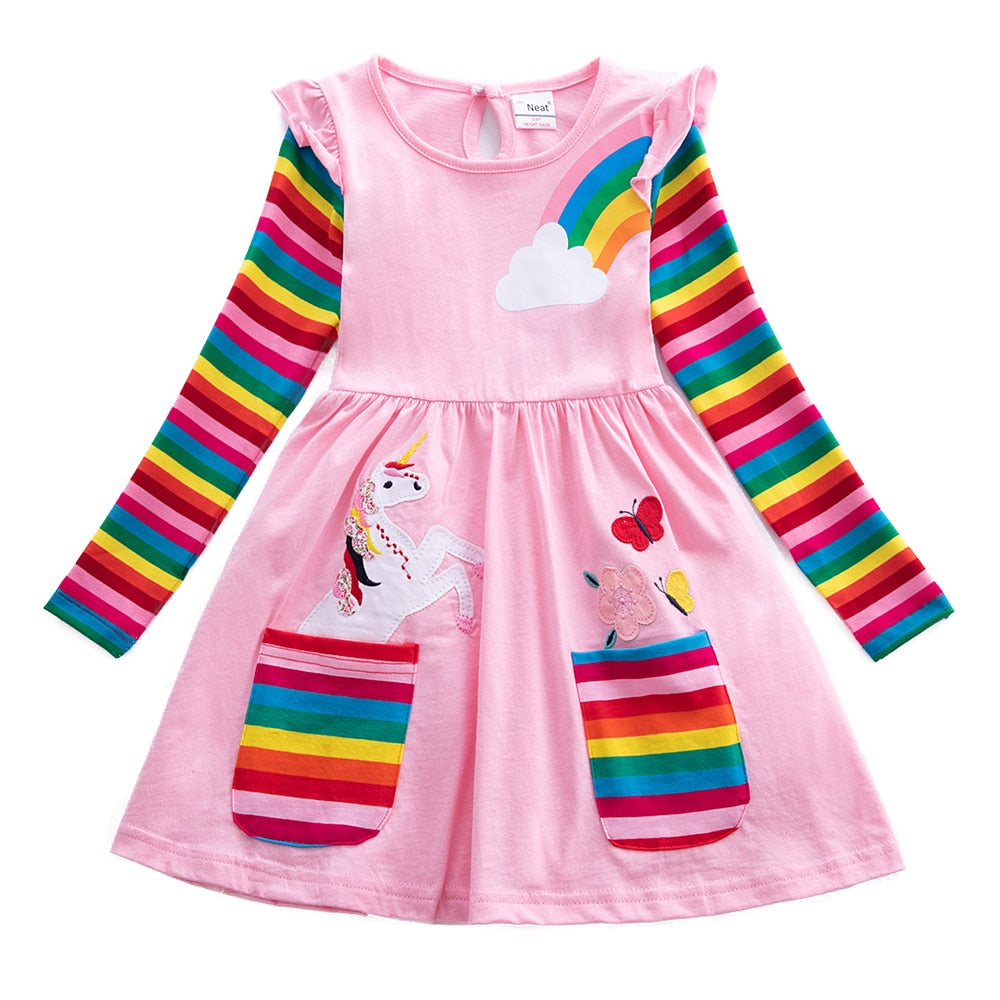 Butterflies and Candy Stripes Long Sleeve Top Dress