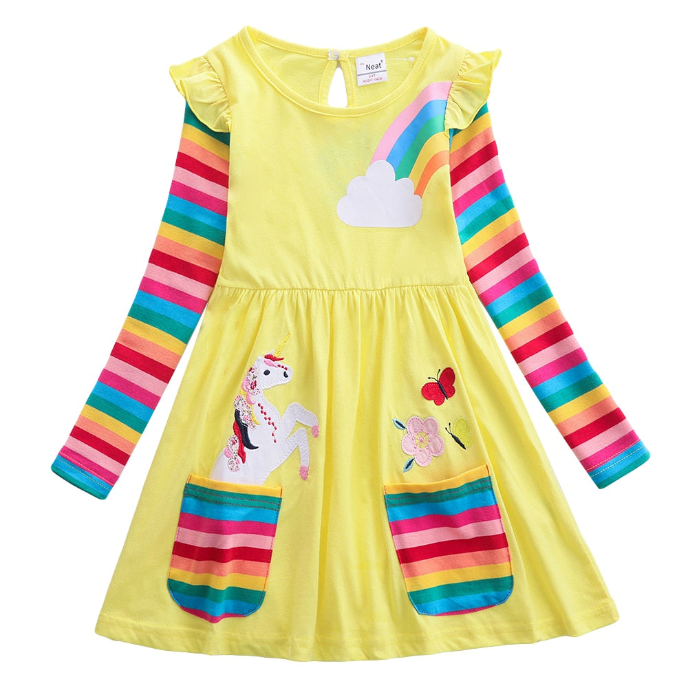 Butterflies and Candy Stripes Long Sleeve Top Dress