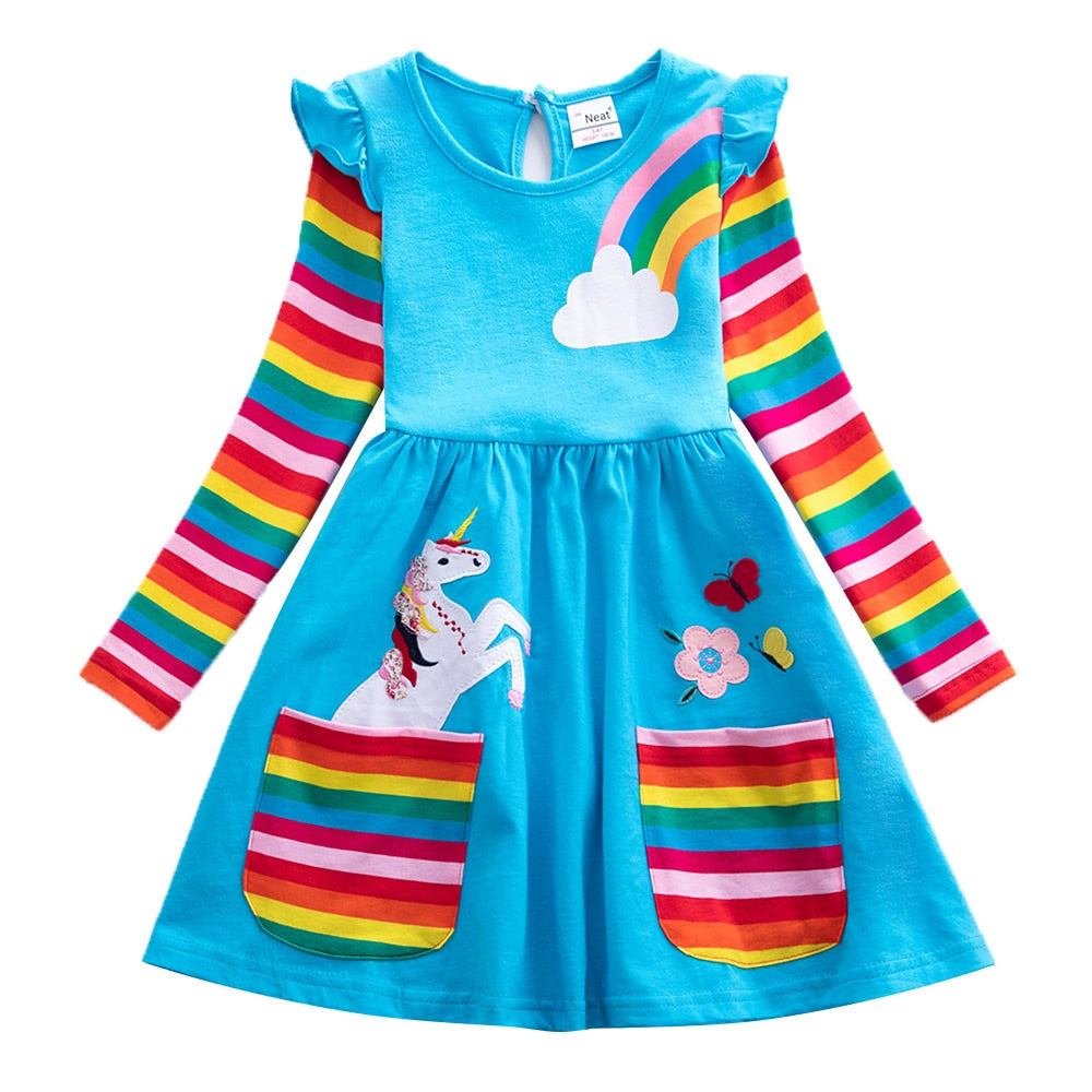 Butterflies and Candy Stripes Long Sleeve Top Dress