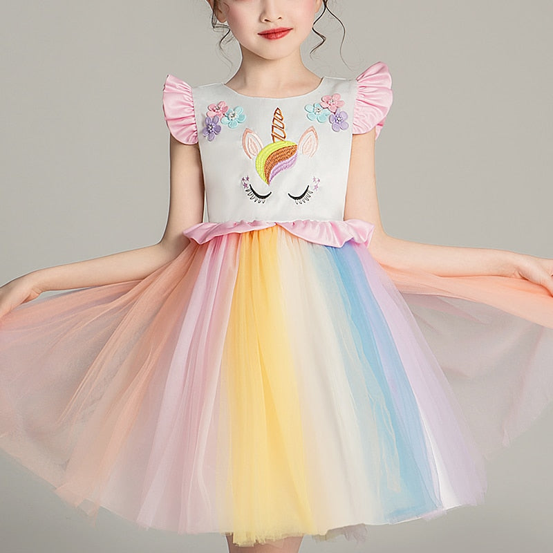 Unicorn Princess Summer Petal Sleeve Dress