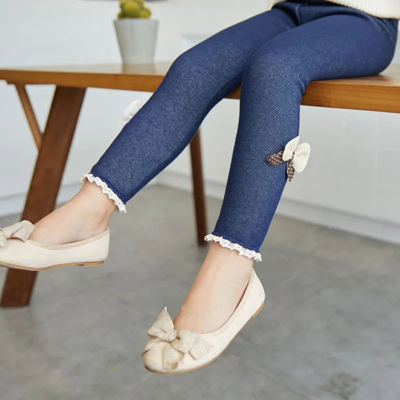 Bow Bottom Leggings - Cozy Pants for Girls (Winter/Spring)