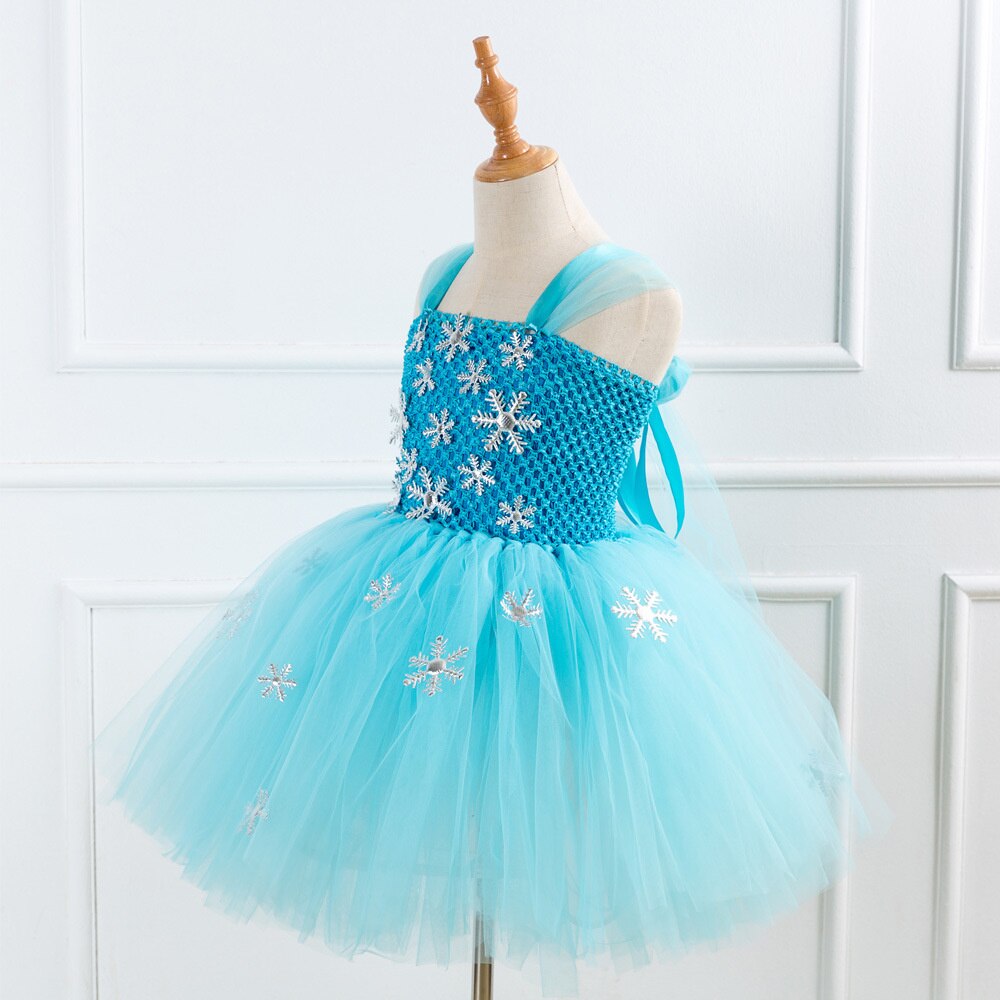 Crochet Top Snow Flakes Ice Princess Costume Tutu Dress Set