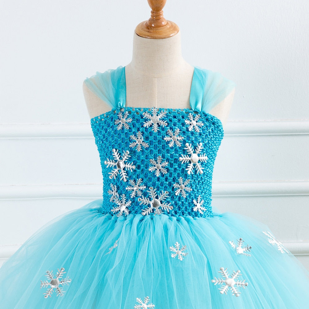 Crochet Top Snow Flakes Ice Princess Costume Tutu Dress Set