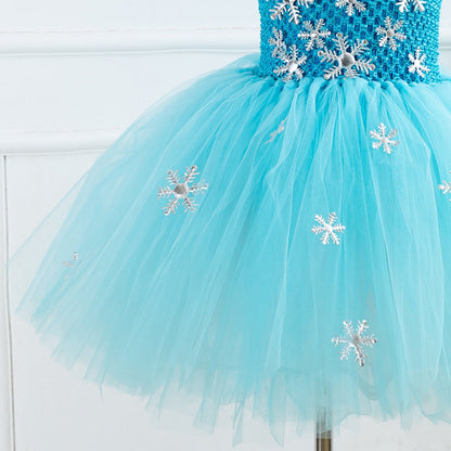 Crochet Top Snow Flakes Ice Princess Costume Tutu Dress Set