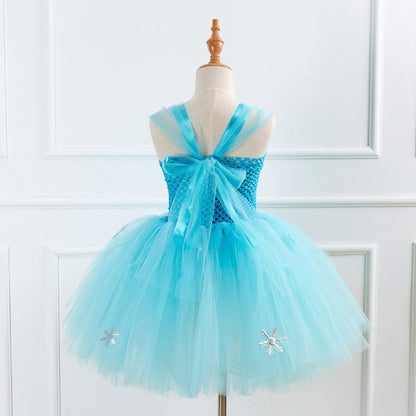 Crochet Top Snow Flakes Ice Princess Costume Tutu Dress Set