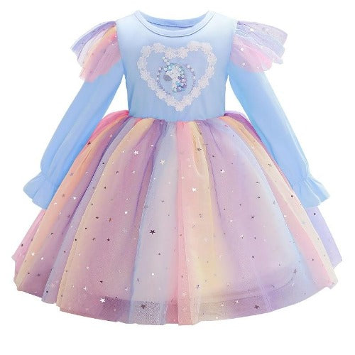 Rainbow Stars Long Sleeved Unicorn Dress