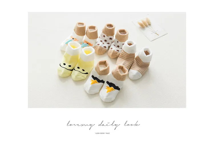 5 Pairs Thicken Cartoon Comfort Cotton Newborn Socks