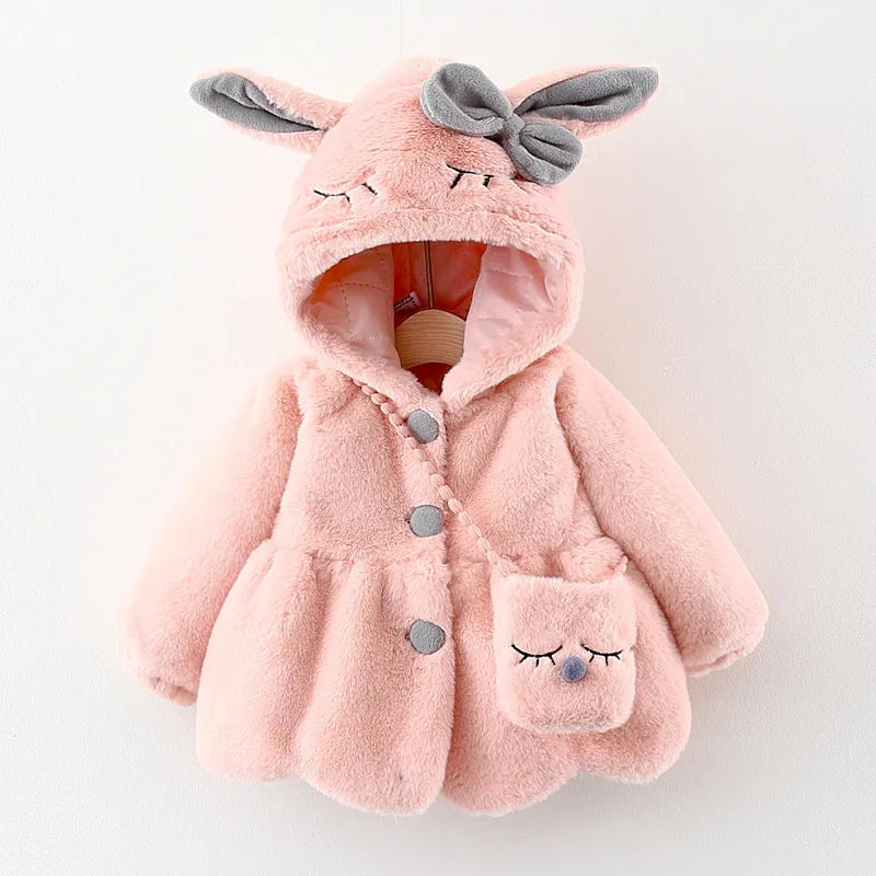 Cute Rabbit Ears Baby Jacket - Warm Hooded Outerwear