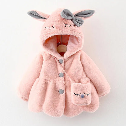 Cute Rabbit Ears Baby Jacket - Warm Hooded Outerwear