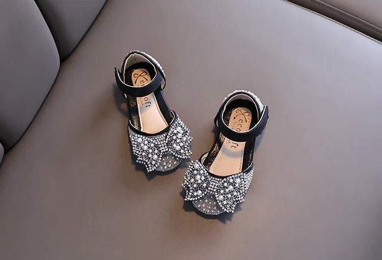 Summer Princess Sandals: Sequin Bow Rhinestone Flat Girls' Shoes