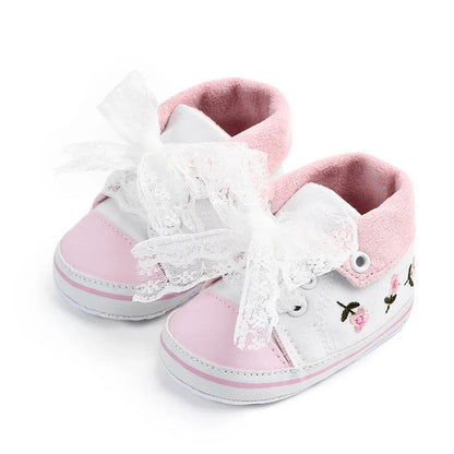 Floral Embroidered Baby Girl Soft Shoes
