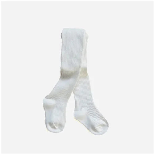 Solid Cotton Knitted Girls' Tights - Cozy Leggings for Kids
