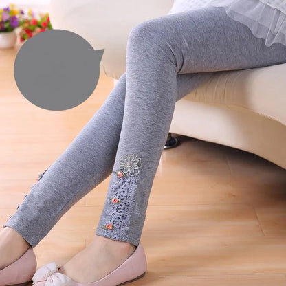 Girls' Spring Leggings - Cartoon Print Skinny Pants
