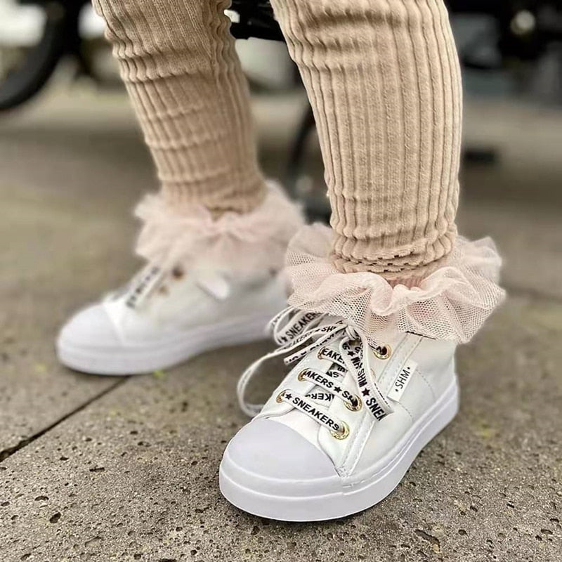 Puffy Mesh Lace Flower Kids Sock