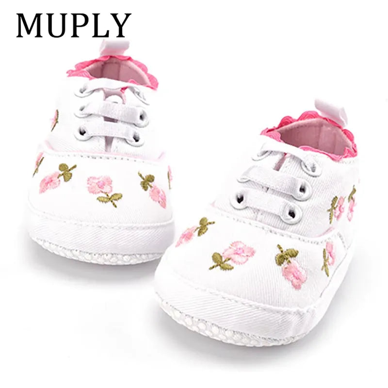 White Lace Floral Baby Girl Shoes