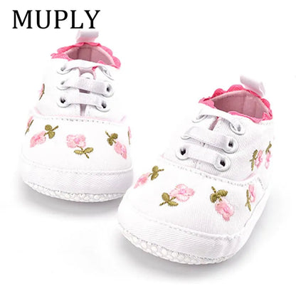 White Lace Floral Baby Girl Shoes