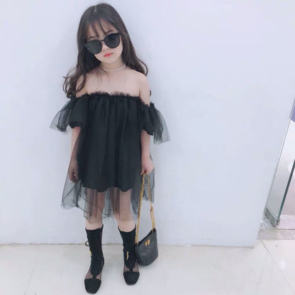 Girls Fashion Mesh Top Dress