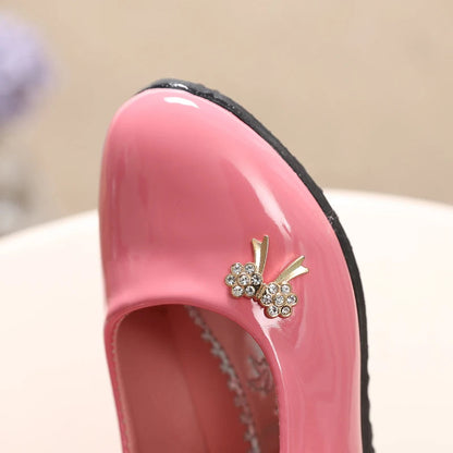 Cute Bowknot Rhinestone Flower Shoes (3-11 Years)