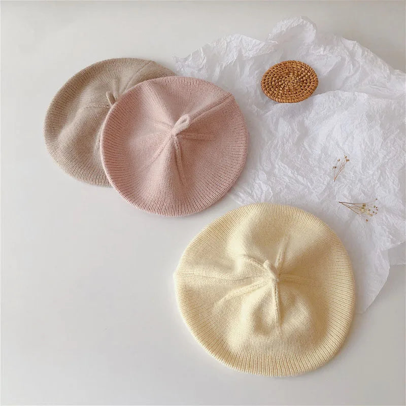 Fashion Baby Beret: Vintage Knitted Hat for Kids