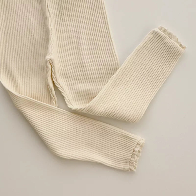 Baby Knitted Candy Color Pants - Toddler Girls Ribbed Leggings