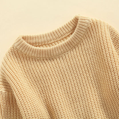 Autumn Long-Sleeved Knitted Sweater for Babies