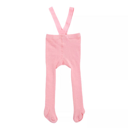 Baby Cotton Suspender Pantyhose - Cute Solid Color Overall Leggings
